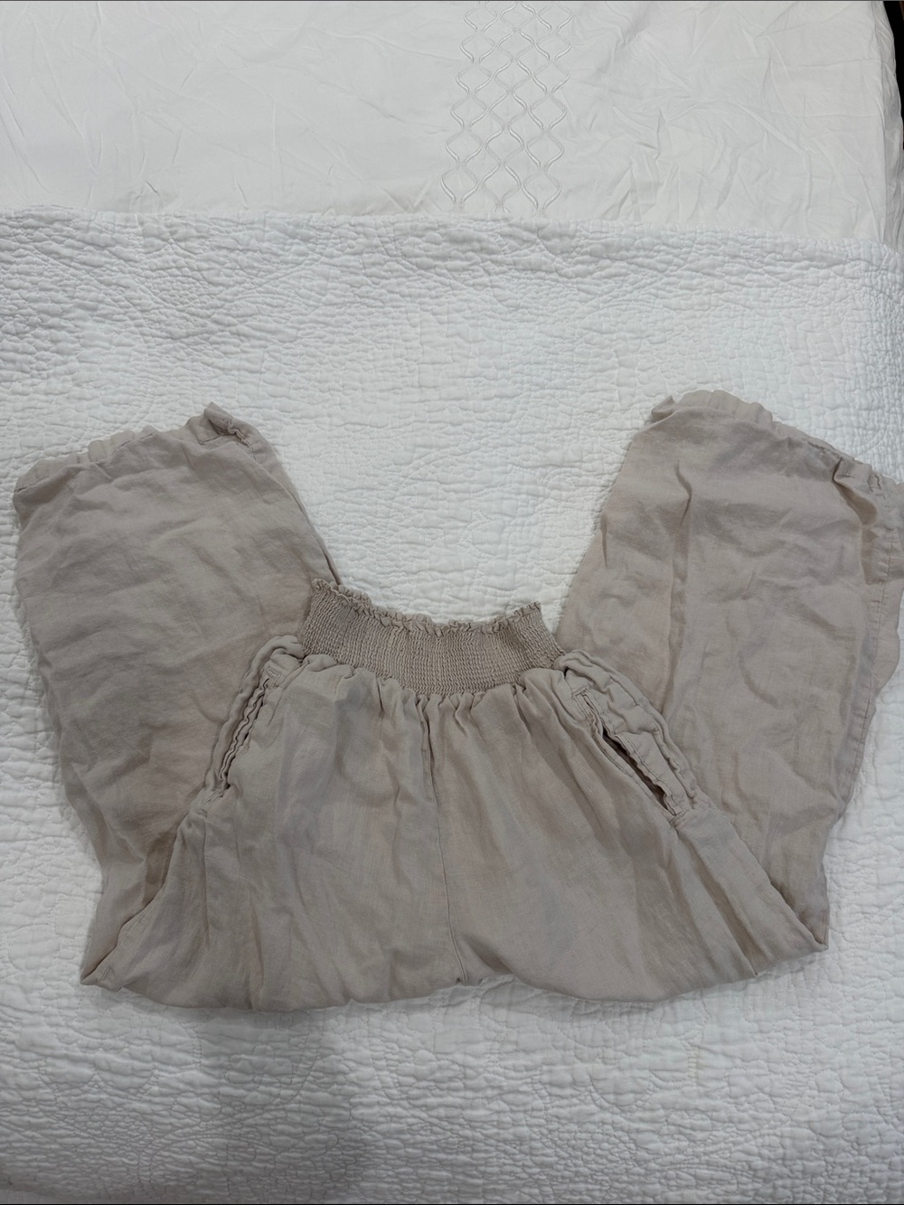 Kids Elastic Waist Taupe Pants - Unbranded